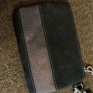Coach Wristlet Wallet Black with Shiny Silver BNWT